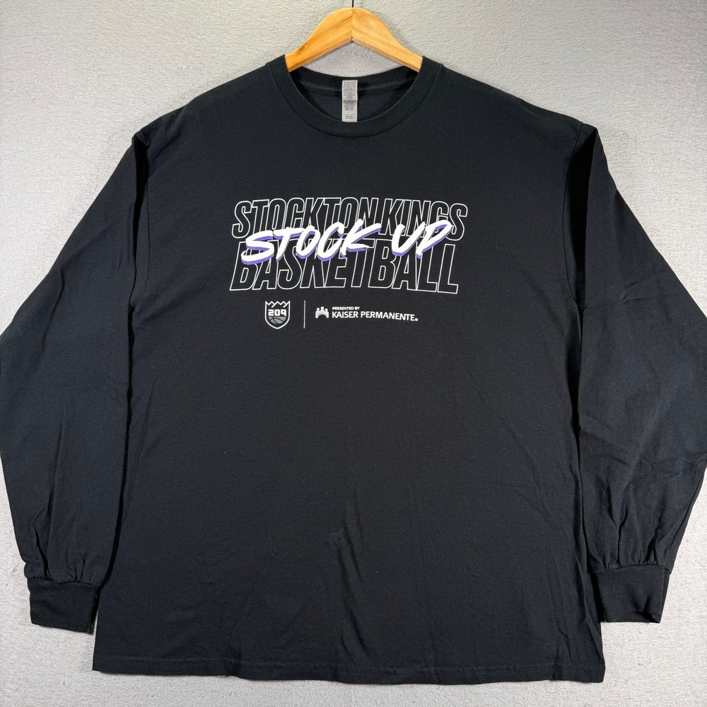 Gildan Stockton Kings‎ Basketball Long Sleeve Shirt Mens XL Black NBA G-League